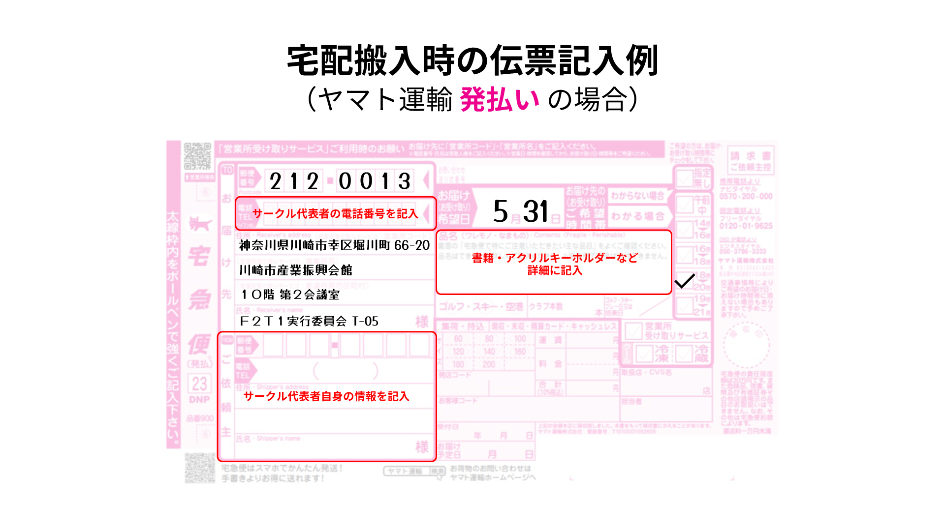 宅配伝票 記入例